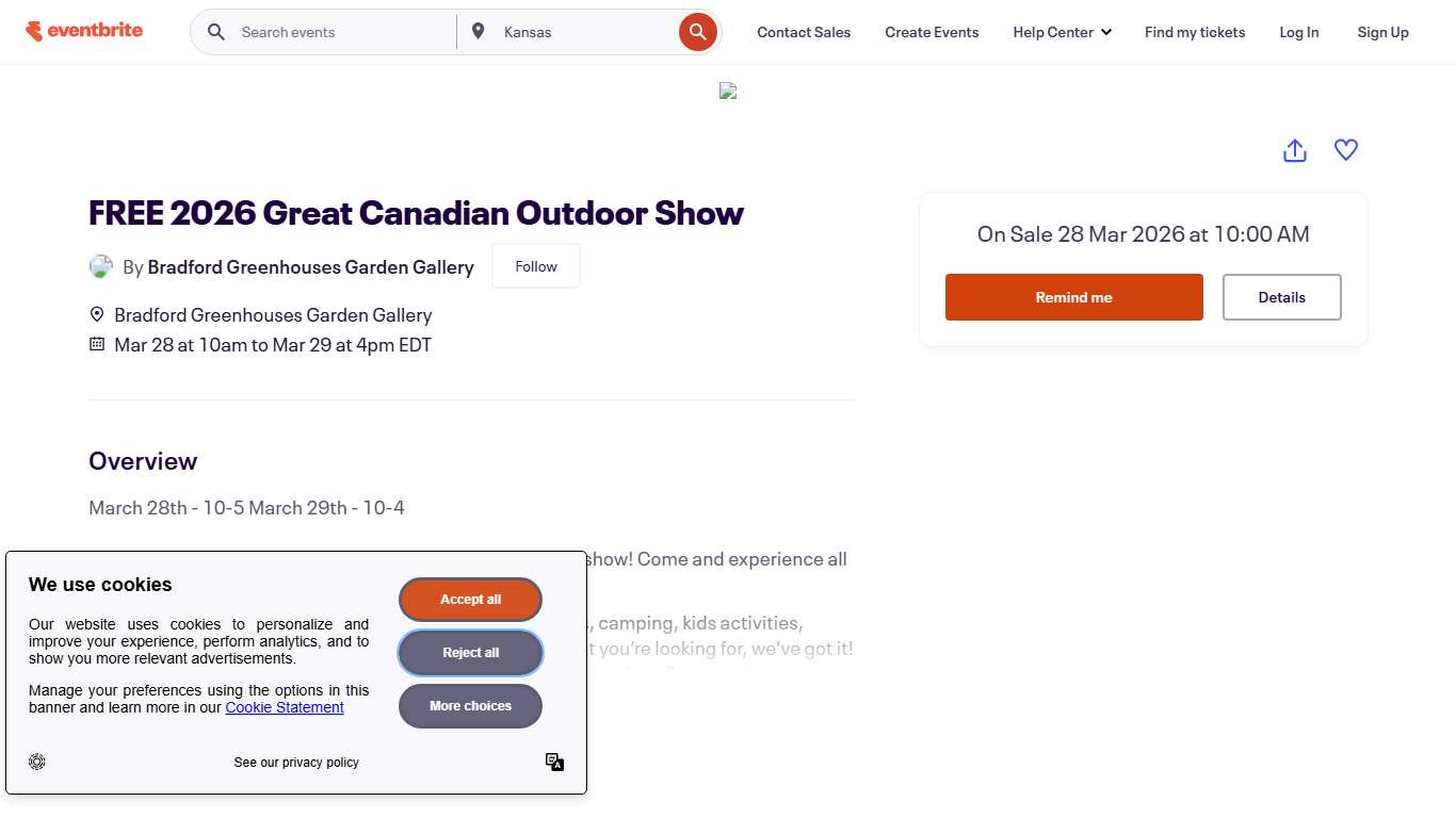 FREE 2026 Great Canadian Outdoor Show Tickets, Sat, 28 Mar 2026 at 10:00 AM Eventbrite